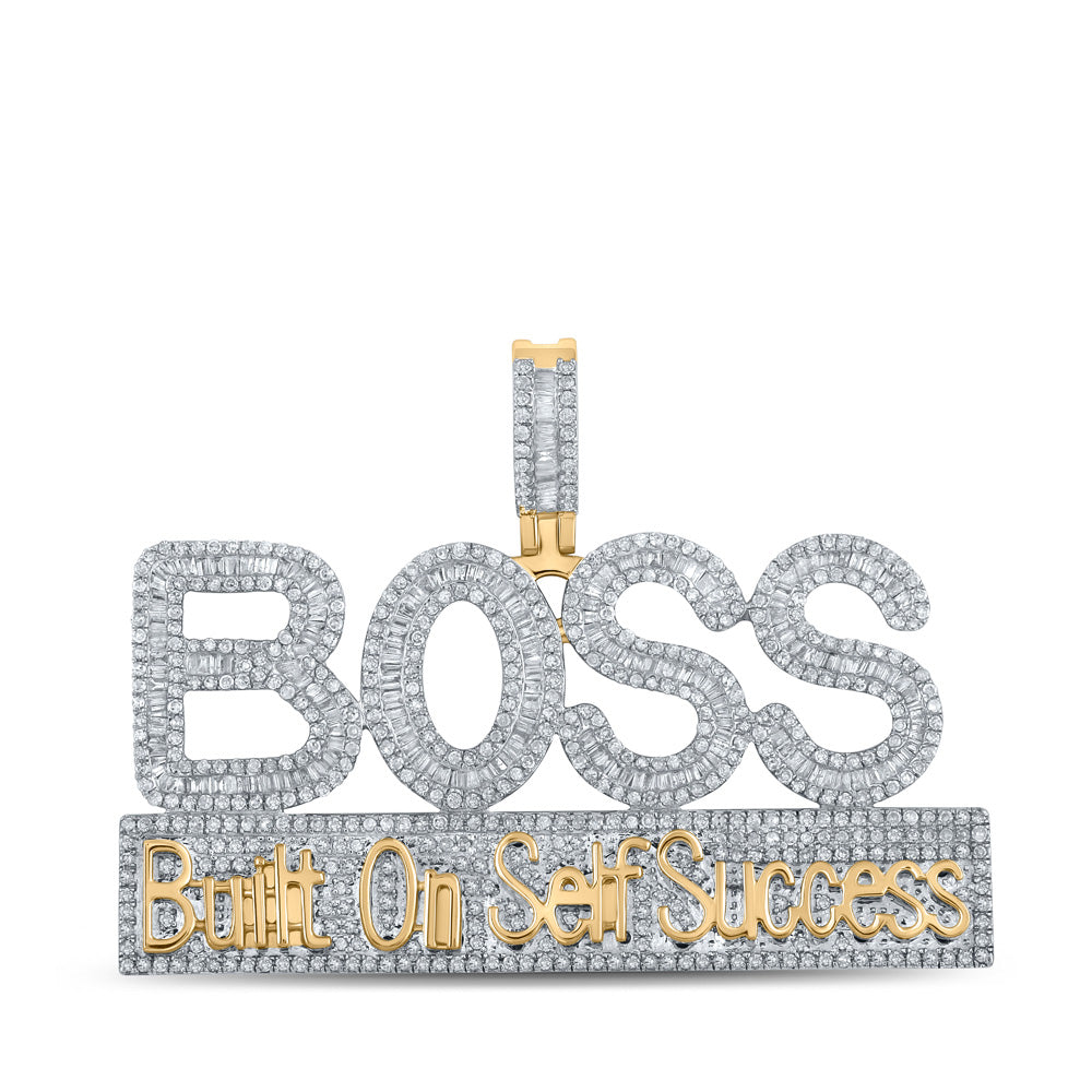 10K YELLOW GOLD BAGUETTE DIAMOND BOSS CHARM PENDANT 2-3/8 CTTW