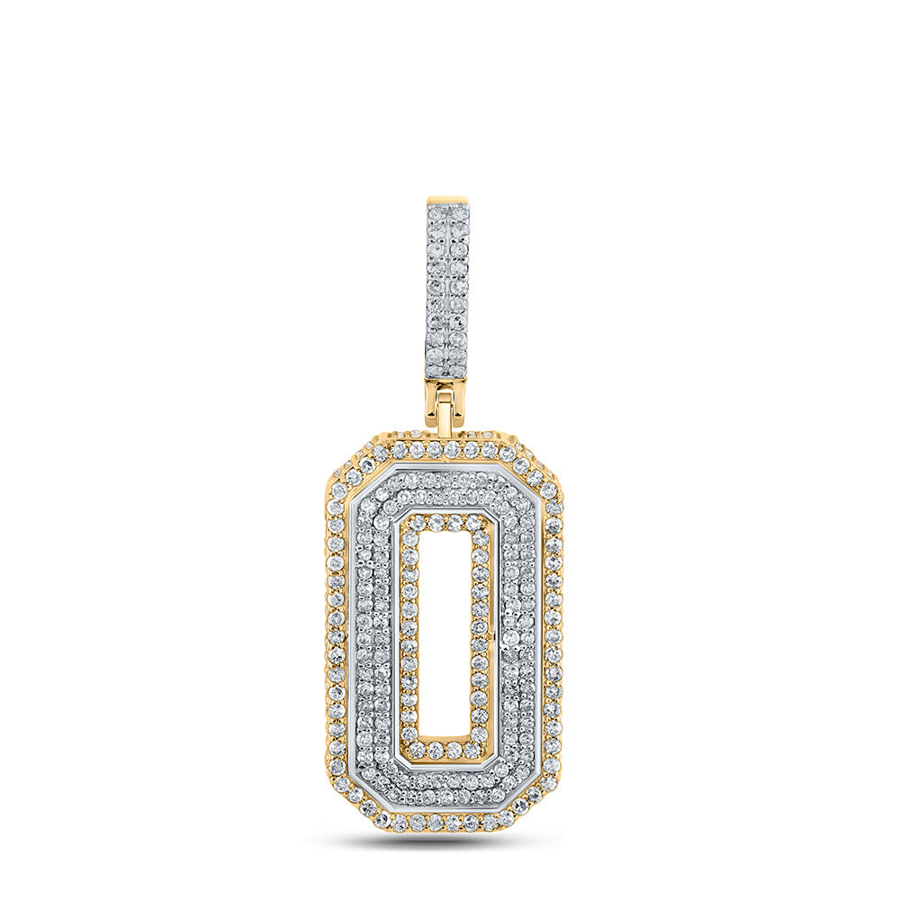 10K TWO-TONE GOLD ROUND DIAMOND NUMBER 0 CHARM PENDANT 1-1/3 CTTW