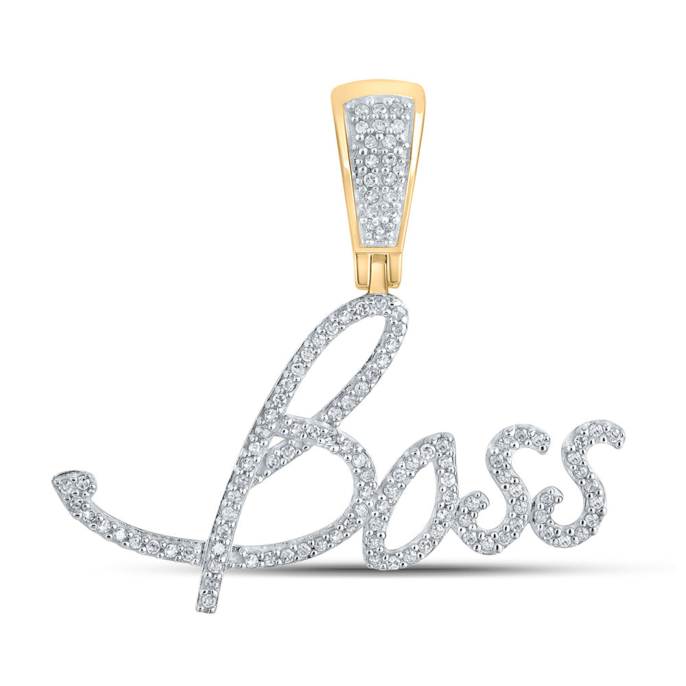 10K YELLOW GOLD ROUND DIAMOND BOSS CHARM PENDANT 1/3 CTTW