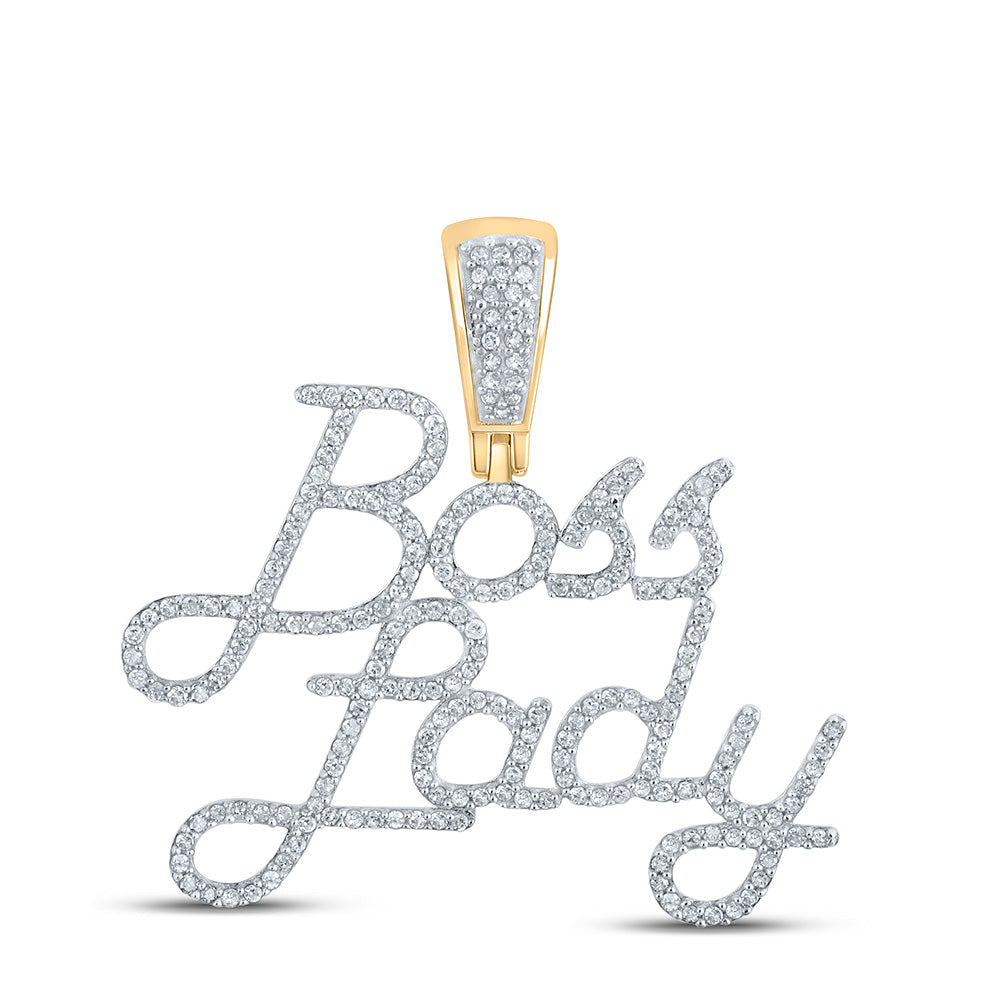 10K YELLOW GOLD ROUND DIAMOND BOSS LADY CHARM PENDANT 5/8 CTTW