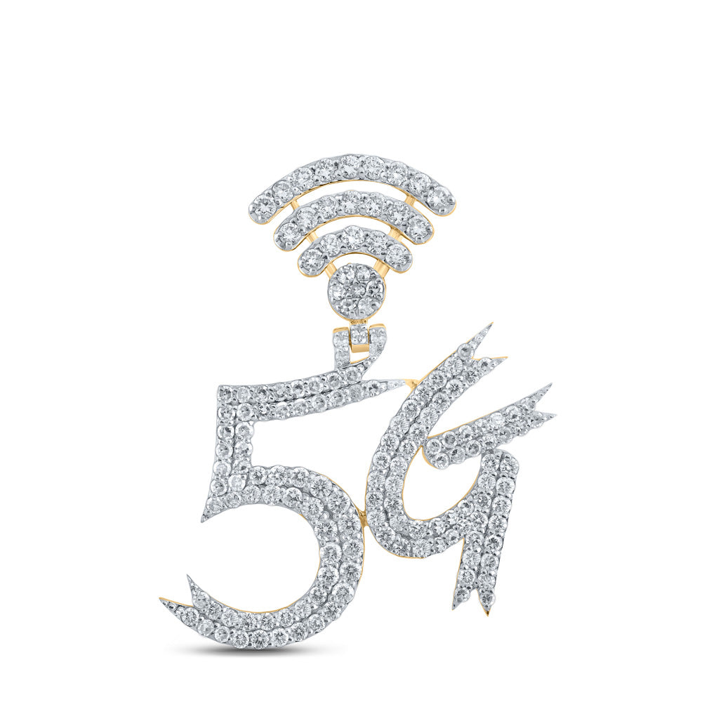 10K YELLOW GOLD ROUND DIAMOND 5G CHARM PENDANT 1-1/2 CTTW
