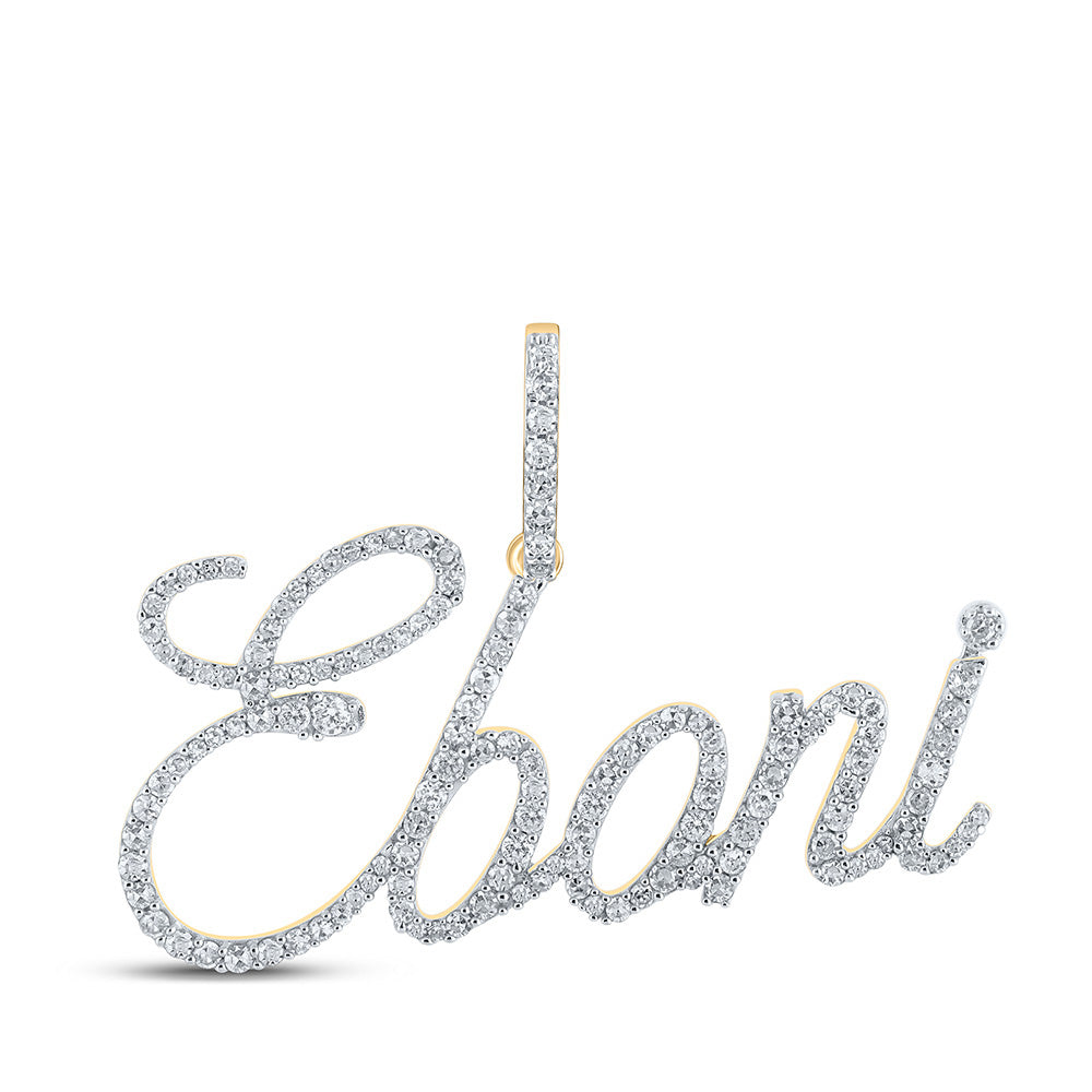 10K YELLOW GOLD ROUND DIAMOND EBONI CHARM PENDANT 3/4 CTTW