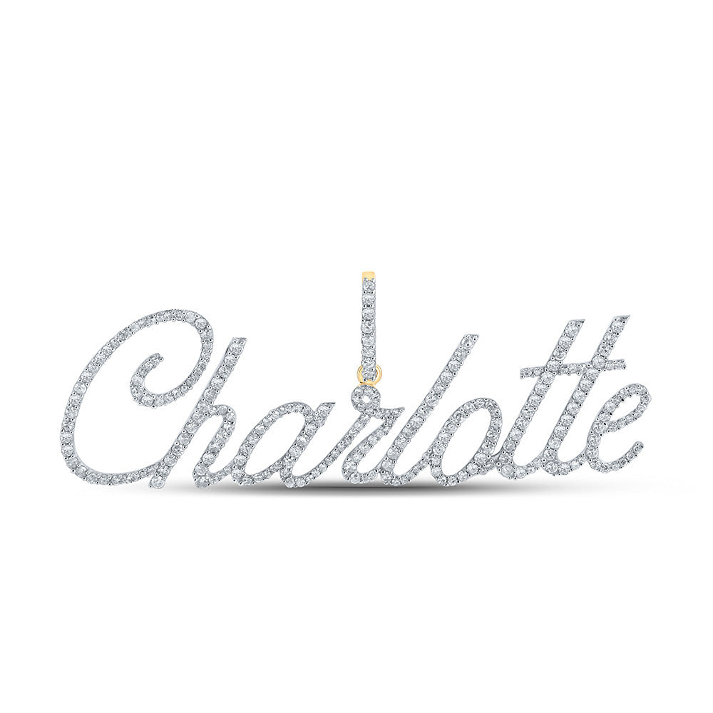 10K YELLOW GOLD ROUND DIAMOND CHARLOTTE CHARM PENDANT 1-1/5 CTTW