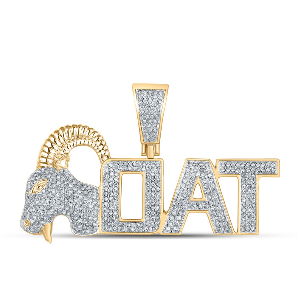 10K YELLOW GOLD ROUND DIAMOND GOAT LETTER CHARM PENDANT 1 CTTW