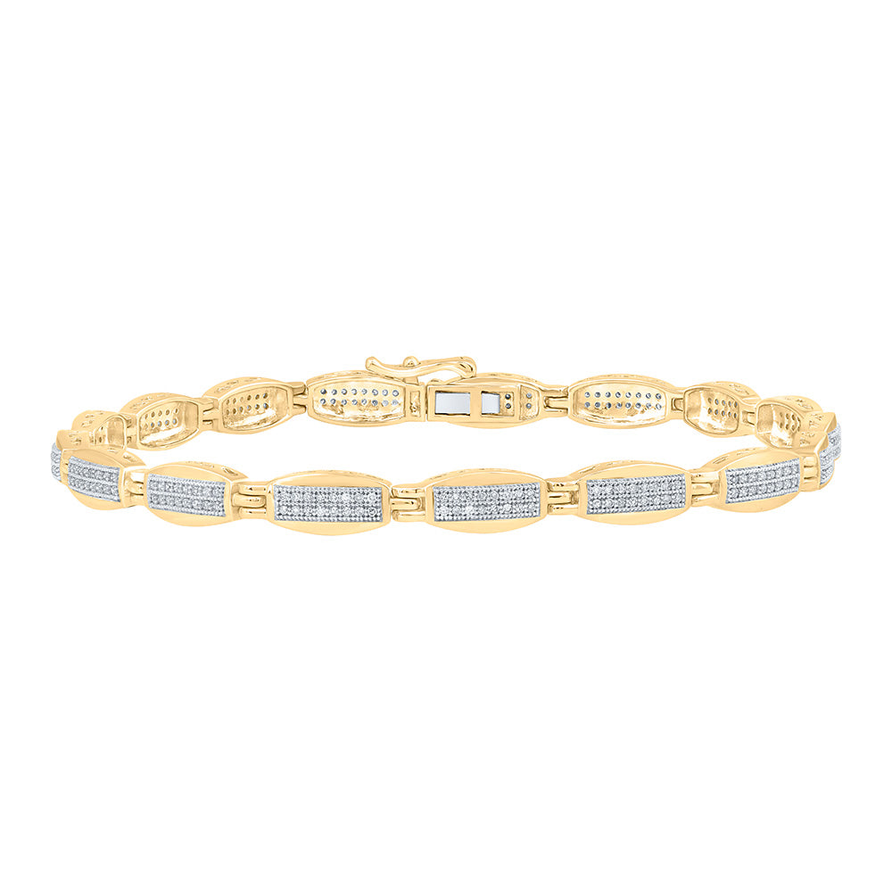 10K YELLOW GOLD ROUND DIAMOND LINK BRACELET 3/4 CTTW
