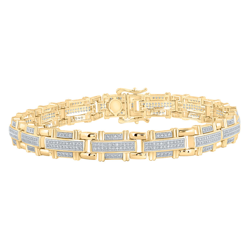 10K YELLOW GOLD ROUND DIAMOND LINK BRACELET 1-1/4 CTTW