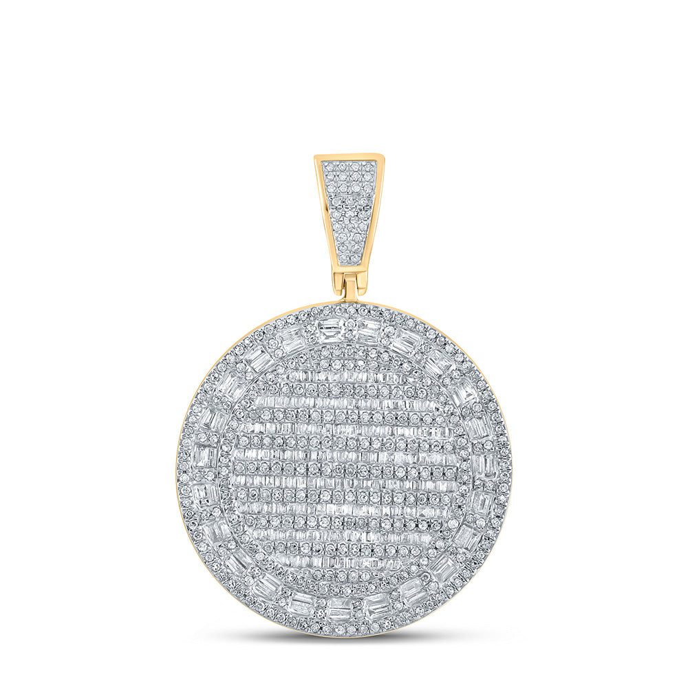 10K YELLOW GOLD BAGUETTE DIAMOND CIRCLE CHARM PENDANT 2 CTTW