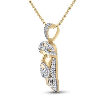 10K YELLOW GOLD ROUND DIAMOND JESUS FACE CHARM PENDANT 3/8 CTTW