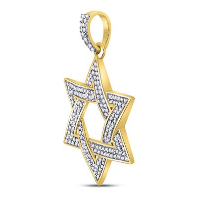 10K YELLOW GOLD ROUND DIAMOND MAGEN STAR OF DAVID PENDANT 1/2 CTW