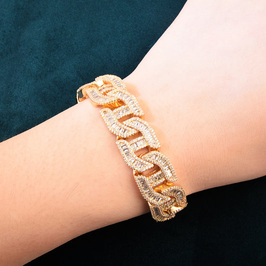 17MM Baguette Bracelet Miami Cuban Chain