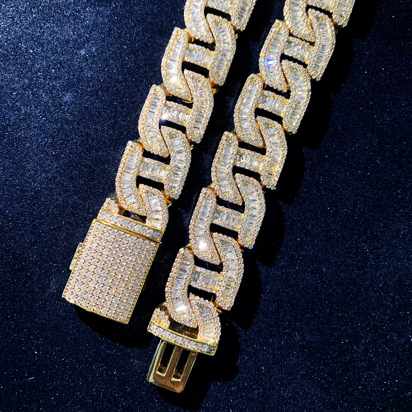 17MM Baguette Bracelet Miami Cuban Chain