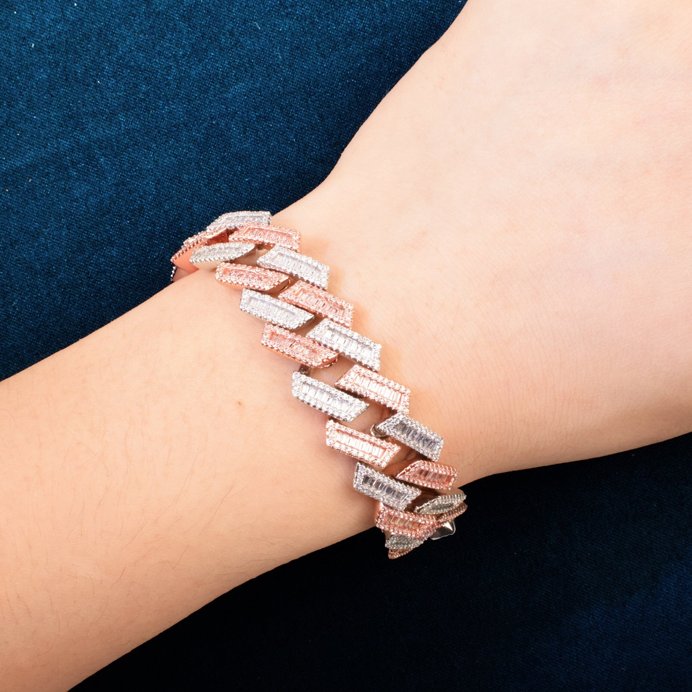 17MM Two Tone Baguette Bracelet