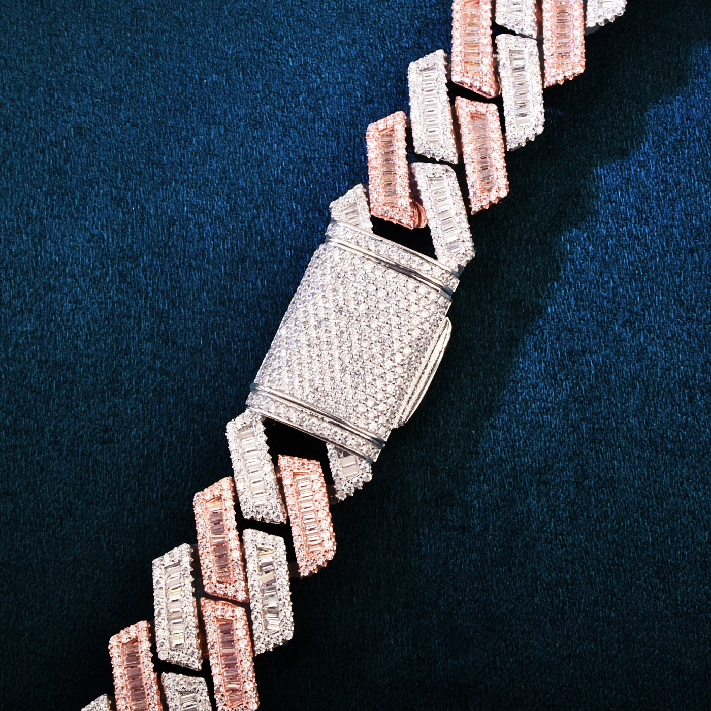17MM Two Tone Baguette Necklace