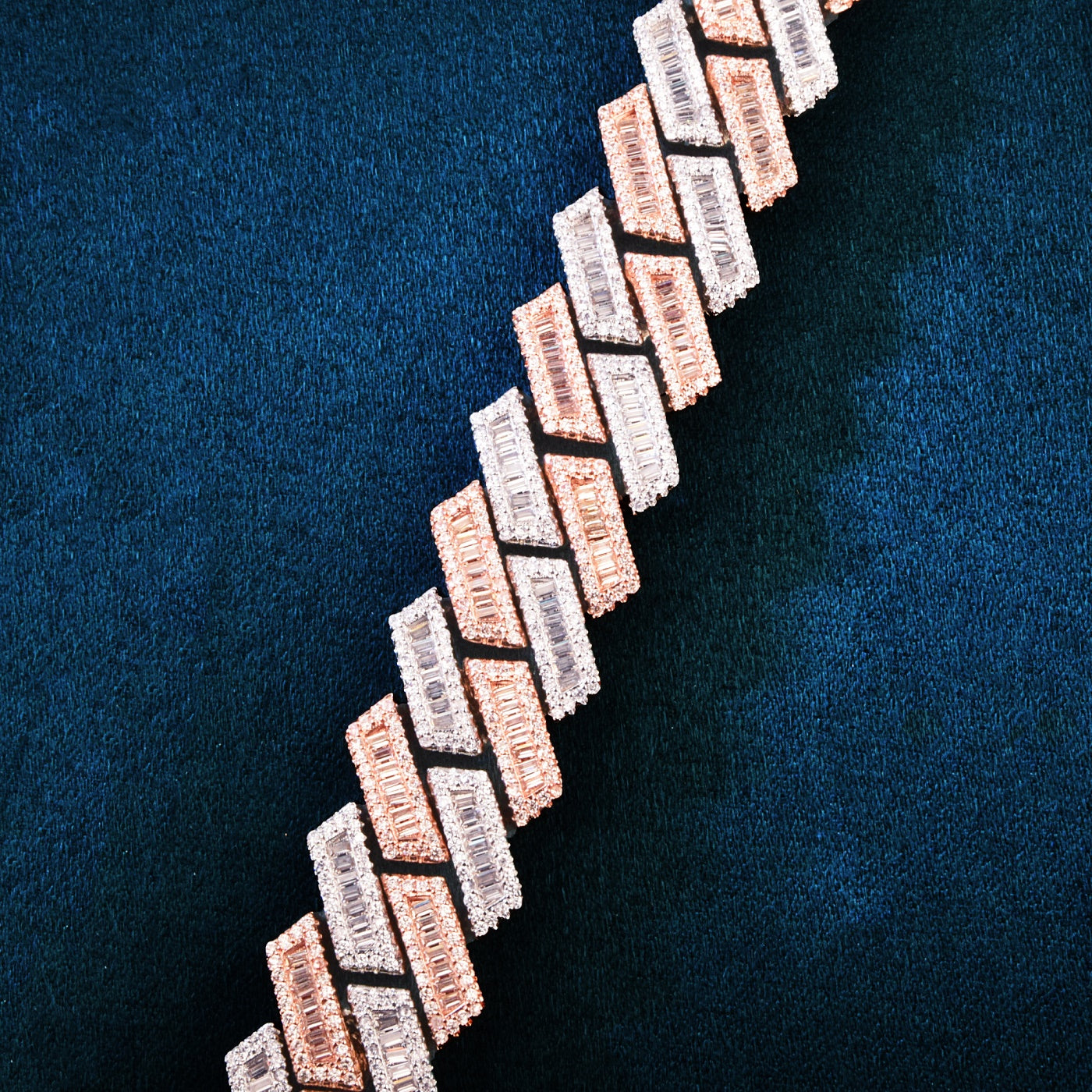 17MM Two Tone Baguette Necklace