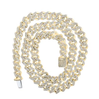 10K YELLOW GOLD ROUND DIAMOND CUBAN LINK CHAIN NECKLACE 8 CTTW