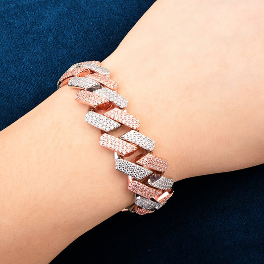 19MM Two Tone Miami Cuban Chain Bracelet