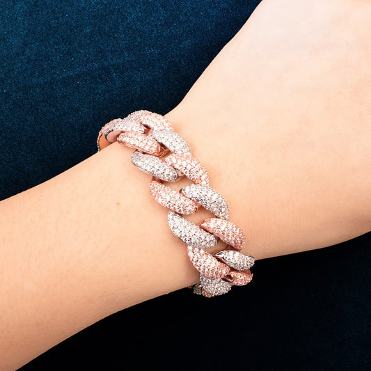 19mm Mixed Color Miami Cuban Chain Bracelet