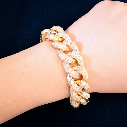 21mm Baguette Miami Cuban Bracelet