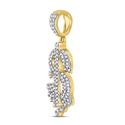 10K YELLOW GOLD ROUND DIAMOND DOLLAR-SIGN CHARM PENDANT 3/8 CTTW