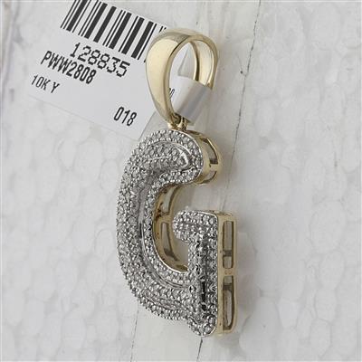 10K YELLOW GOLD ROUND DIAMOND INITIAL G LETTER CHARM PENDANT 1/2 CTTW
