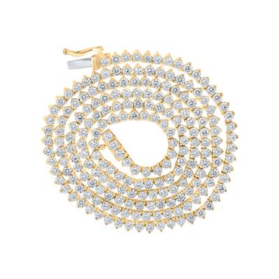 10K YELLOW GOLD ROUND DIAMOND STUDDED LINK CHAIN NECKLACE 10-5/8 CTTW