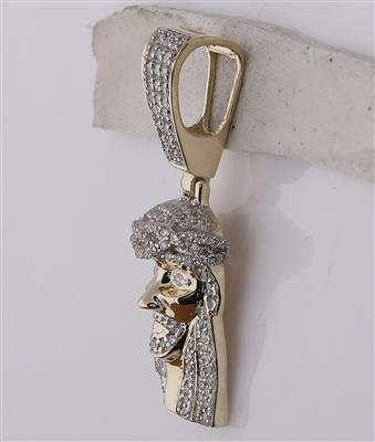 10K YELLOW GOLD ROUND DIAMOND JESUS FACE CHARM PENDANT 1/2 CTTW
