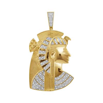 10K YELLOW GOLD ROUND DIAMOND PHARAOH CHARM PENDANT 3/8 CTTW