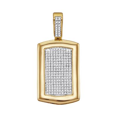 10K YELLOW GOLD ROUND DIAMOND DOG TAG CLUSTER CHARM PENDANT 1/2 CTTW