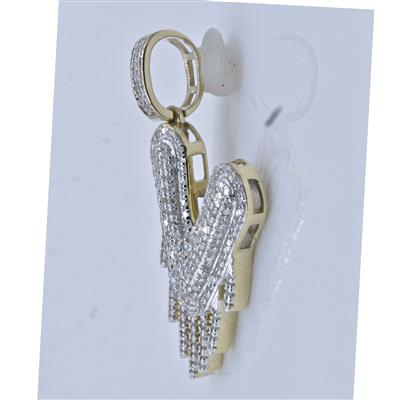 10K YELLOW GOLD ROUND DIAMOND DRIP V LETTER CHARM PENDANT 1/2 CTTW