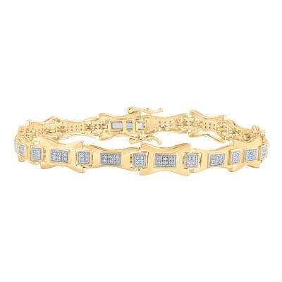 10K YELLOW GOLD ROUND DIAMOND LINK BRACELET 1/2 CTTW