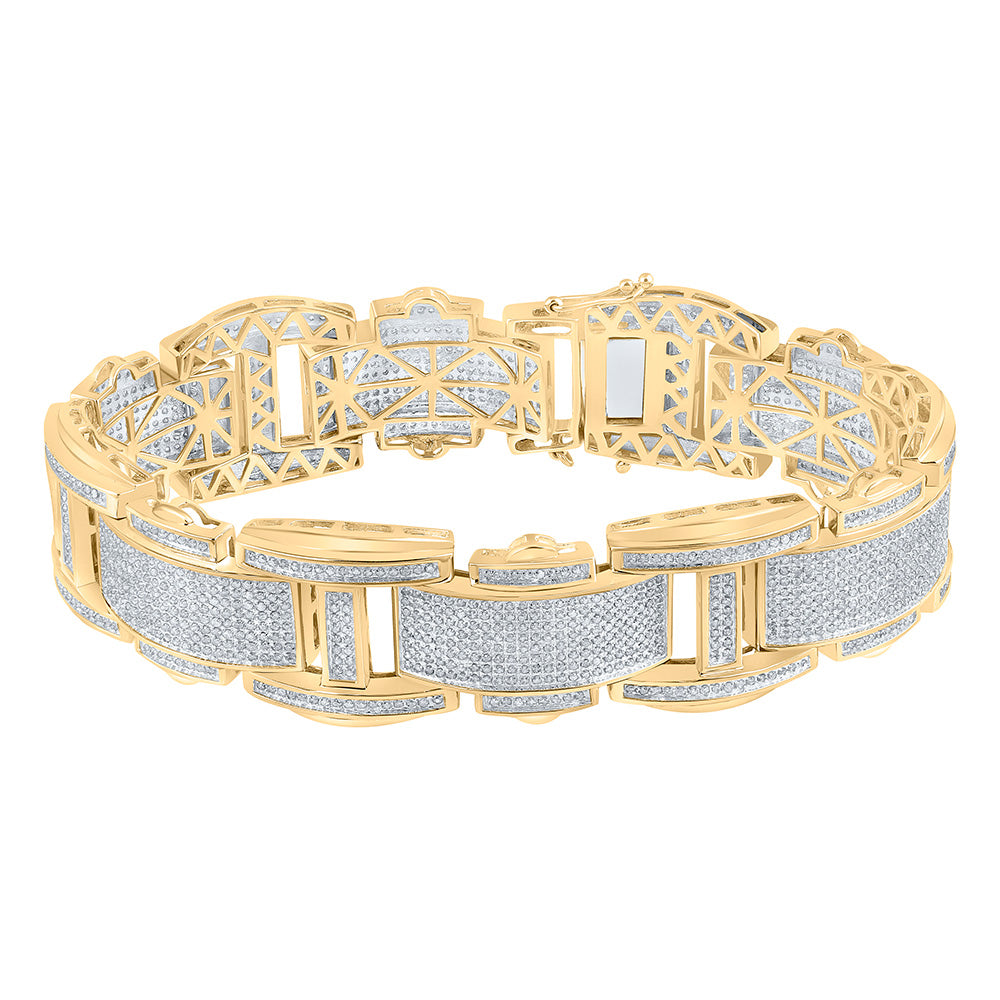 10K YELLOW GOLD ROUND DIAMOND LINK BRACELET 4-1/2 CTTW