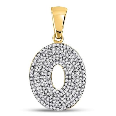 10K YELLOW GOLD ROUND DIAMOND LETTER O BUBBLE INITIAL CHARM PENDANT 5/8 CTTW