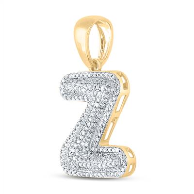10K YELLOW GOLD ROUND DIAMOND INITIAL Z LETTER CHARM PENDANT 5/8 CTTW