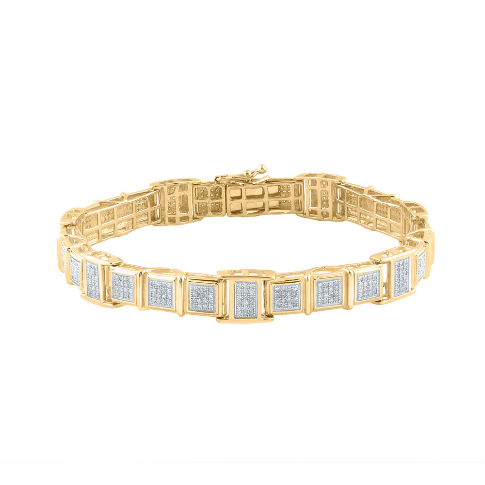 10K YELLOW GOLD ROUND DIAMOND LINK BRACELET 1-3/8 CTTW