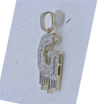 10K YELLOW GOLD ROUND DIAMOND G LETTER CHARM PENDANT 5/8 CTTW