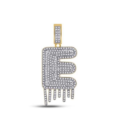 10K YELLOW GOLD ROUND DIAMOND E LETTER CHARM PENDANT 3/4 CTTW