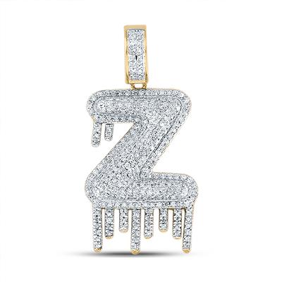 10K YELLOW GOLD ROUND DIAMOND Z LETTER CHARM PENDANT 3/4 CTTW