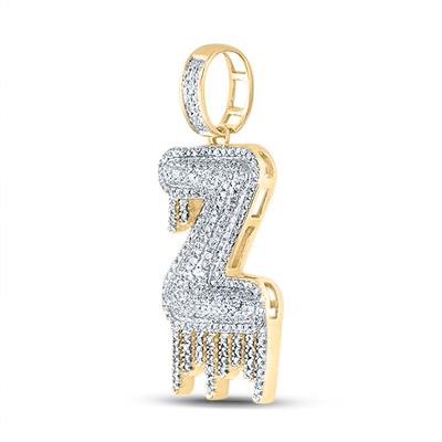10K YELLOW GOLD ROUND DIAMOND Z LETTER CHARM PENDANT 3/4 CTTW