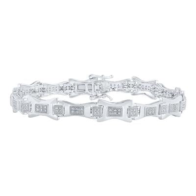 10K WHITE GOLD ROUND DIAMOND LINK BRACELET 1/2 CTTW