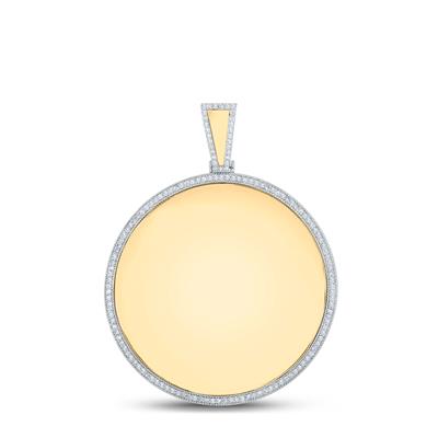 10K YELLOW GOLD ROUND DIAMOND PICTURE MEMORY CIRCLE CHARM PENDANT 1 CTTW