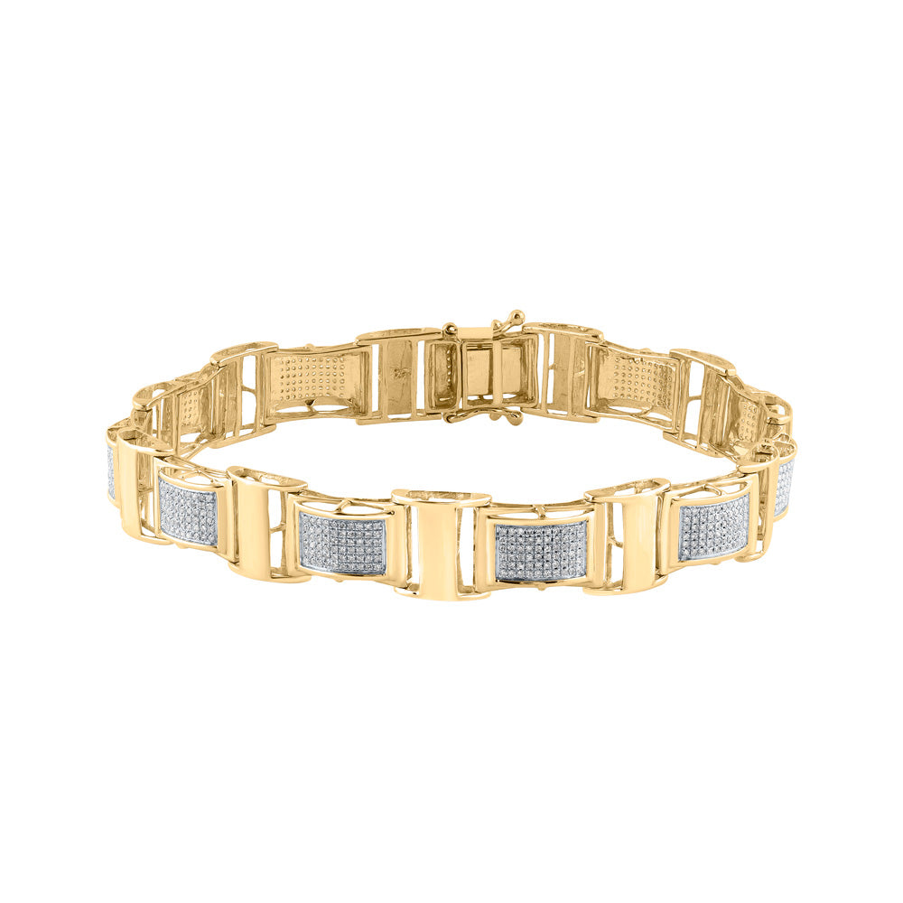 10K YELLOW GOLD ROUND DIAMOND LINK BRACELET 1-1/4 CTTW