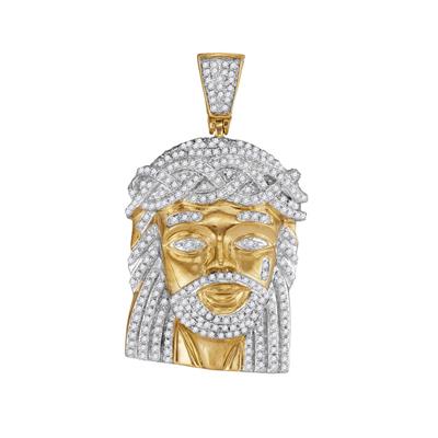 10K YELLOW GOLD ROUND DIAMOND JESUS CHARM PENDANT 1 CTTW