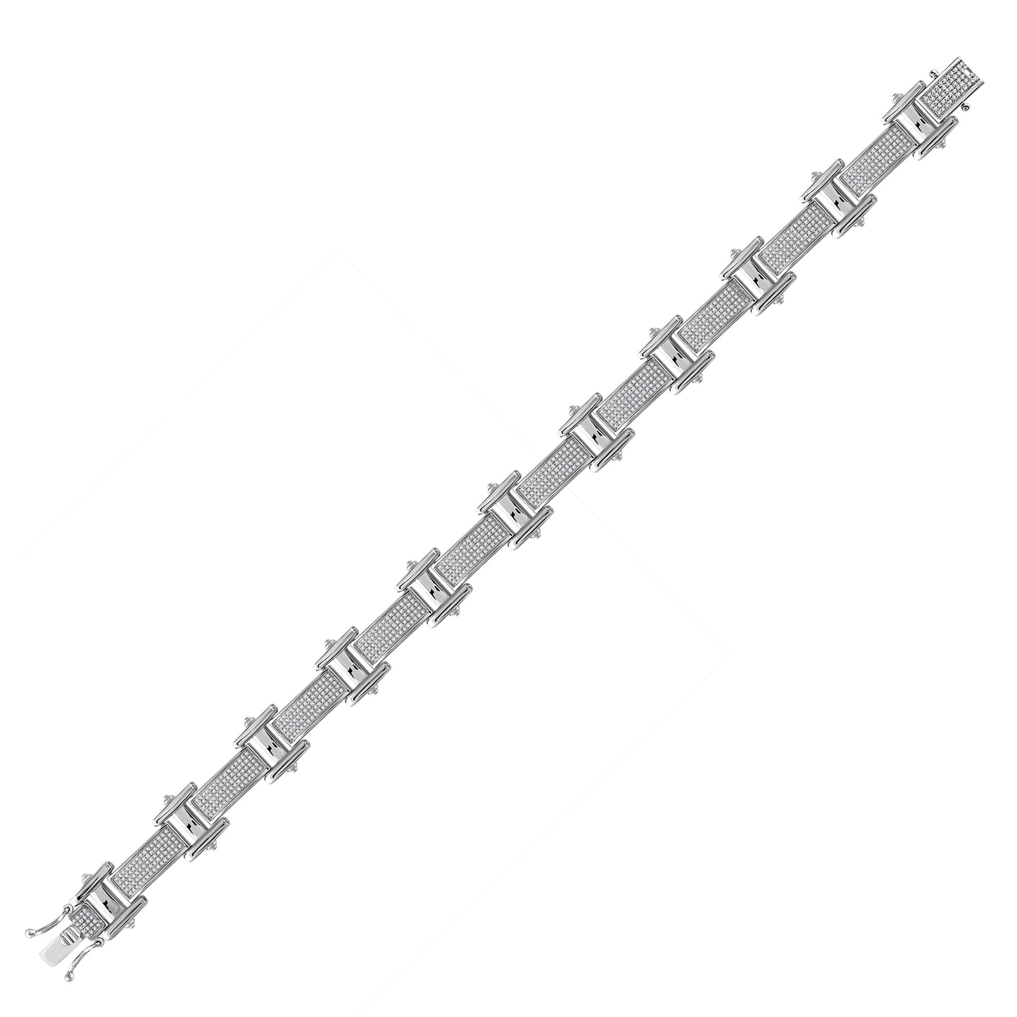 10KT WHITE GOLD ROUND DIAMOND BIG LOOK PAVE-SET FASHION BRACELET 1-3/8 CTTW