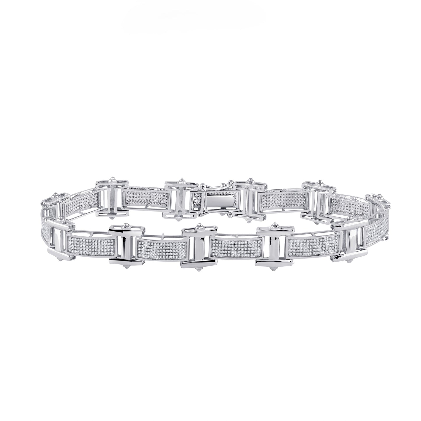 10KT WHITE GOLD ROUND DIAMOND BIG LOOK PAVE-SET FASHION BRACELET 1-3/8 CTTW