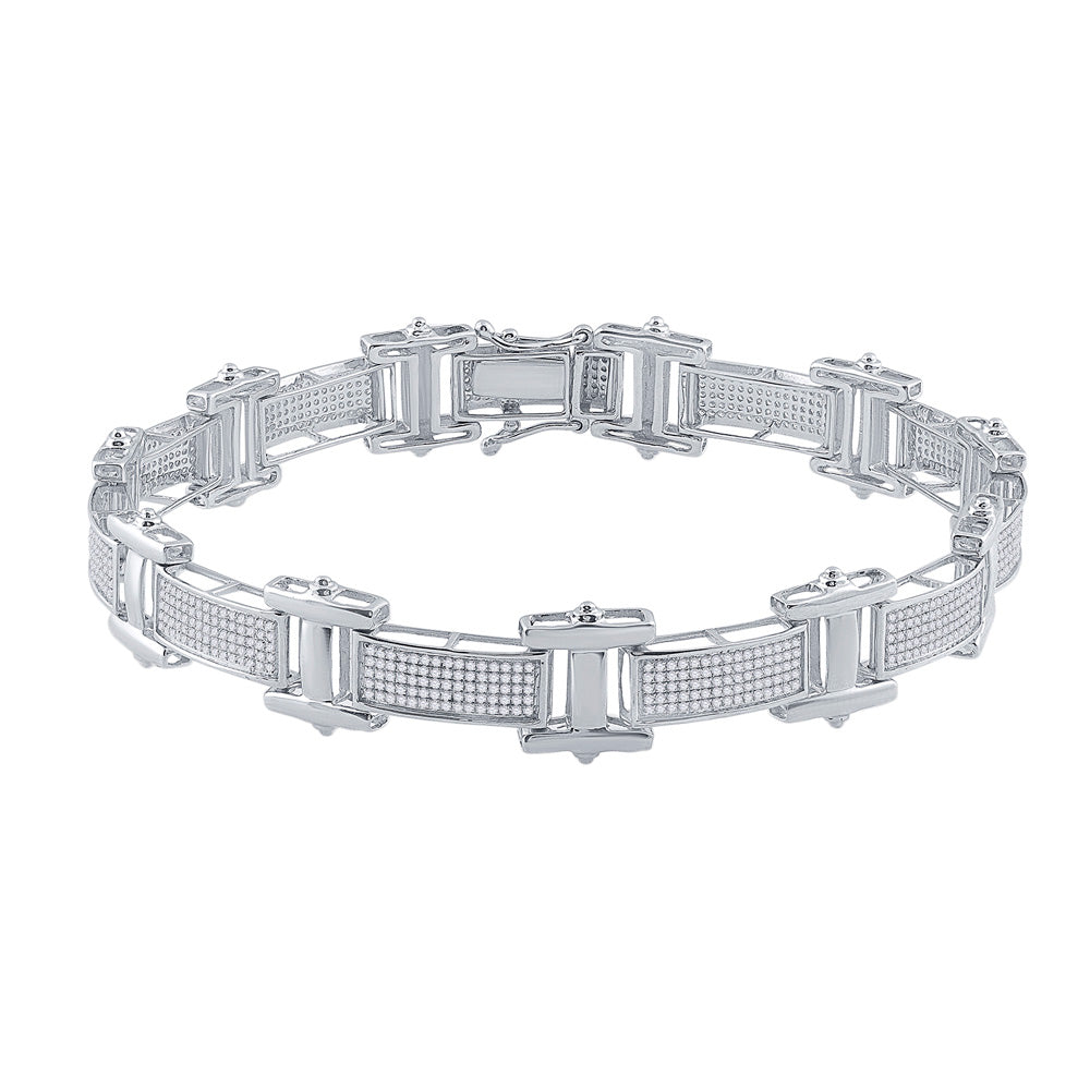 10K WHITE GOLD ROUND DIAMOND LINK BRACELET 1-1/2 CTTW
