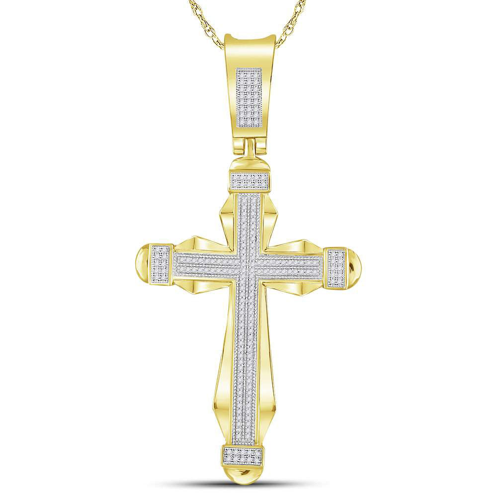 10K YELLOW GOLD ROUND DIAMOND CROSS CHARM PENDANT 1/2 CTTW