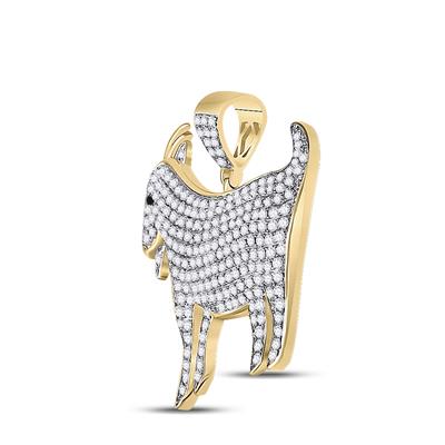 10K YELLOW GOLD ROUND DIAMOND GOAT ANIMAL CHARM PENDANT 2-7/8 CTTW