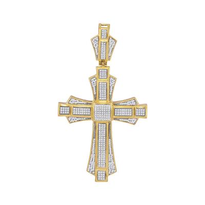 10K YELLOW GOLD ROUND DIAMOND CROSS SAINT JOHN CHARM PENDANT 1 CTTW