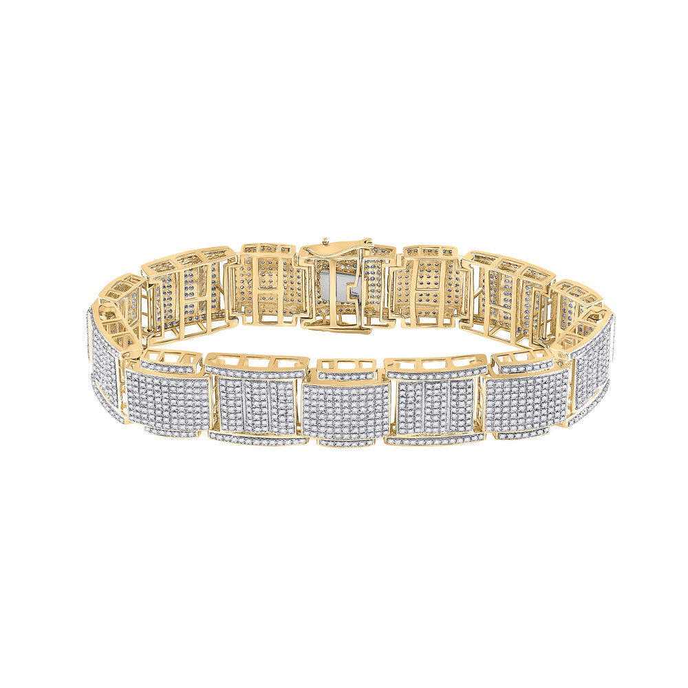 10K YELLOW GOLD ROUND DIAMOND LINK BRACELET 4-1/2 CTTW
