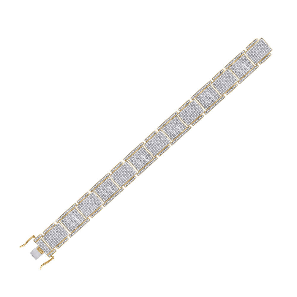 10K YELLOW GOLD ROUND DIAMOND LINK BRACELET 4-1/2 CTTW